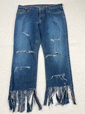 Abercrombie 1892 Bootcut Jeans Distressed Fringe Hem Y2K USA 10